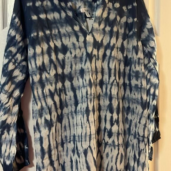 Navy & White Tie Dye Cover Up - Brand New One Size NWT Maxi Dress - Picture 2 of 4